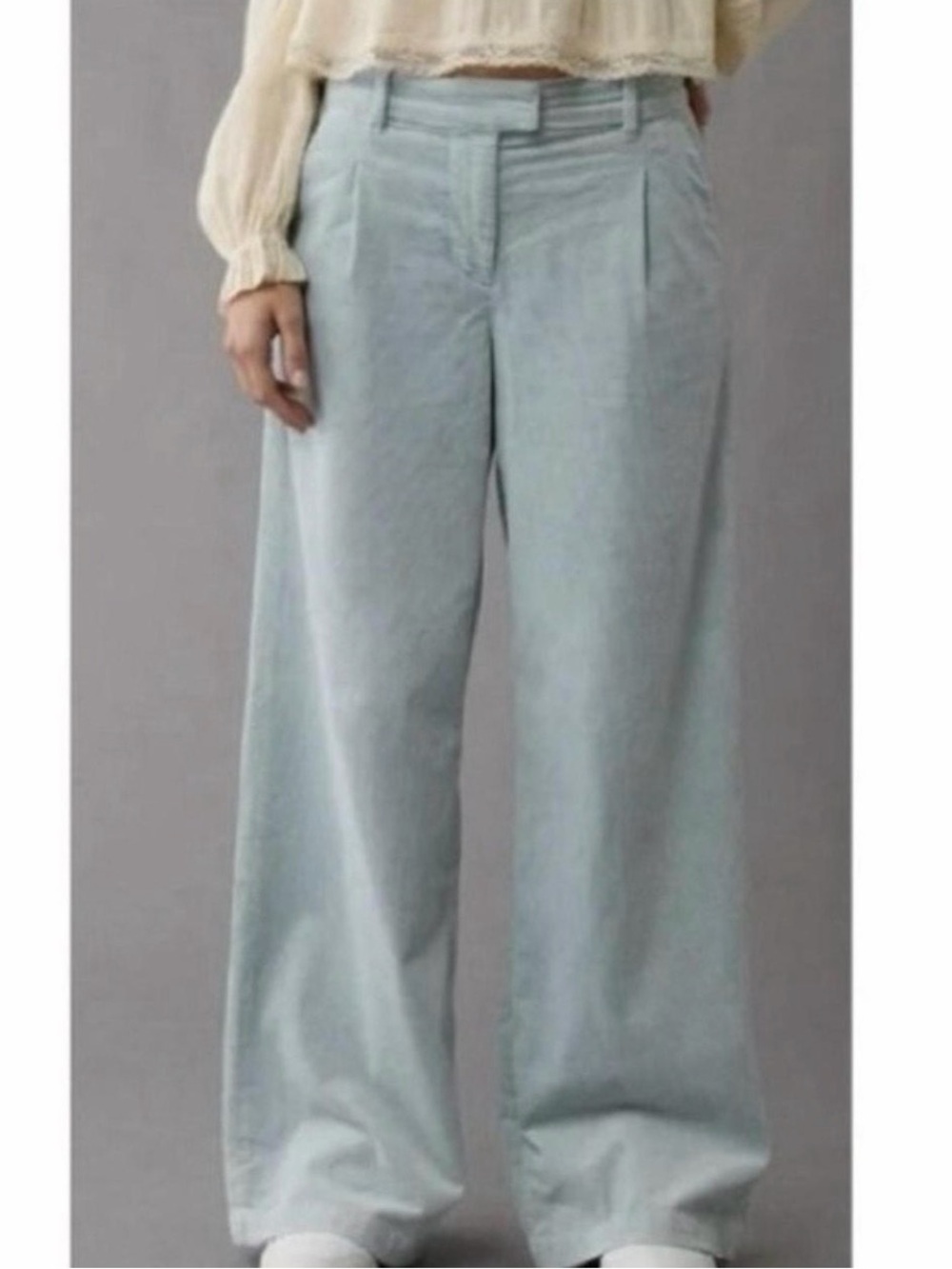 American Eagle Wide Leg Trouser Cords Light Blue Womens 16